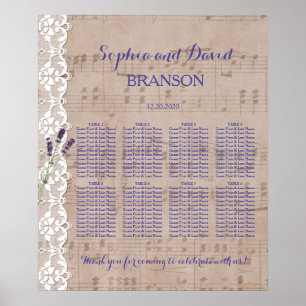 Romantic Music Lavender Wedding Seating Chart