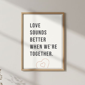 Romantic Music Quote. Couple Wall Art. Poster
