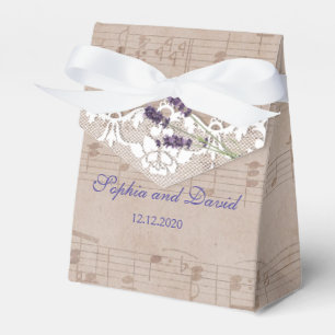 Romantic Music Sheet Lavender Wedding Custom Favour Box