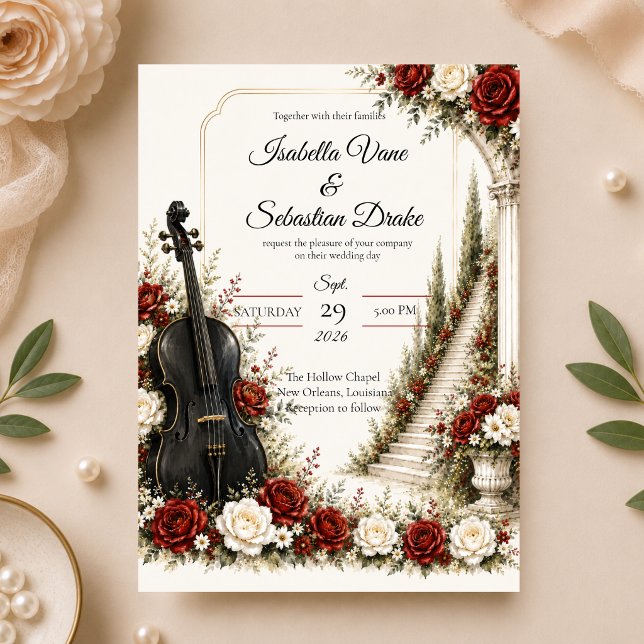 Romantic Musical Garden Elegance Wedding Invitation (Creator Uploaded)