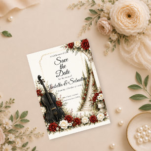 Romantic Musical Garden Elegance Wedding Save The Date