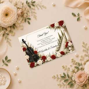 Romantic Musical Garden Elegance Wedding Thank You Card