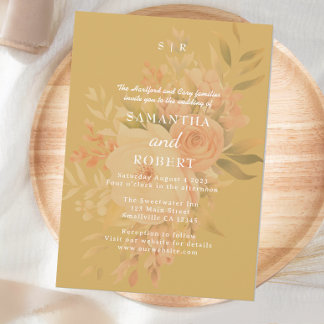 Romantic Mustard Boho Floral Invitation