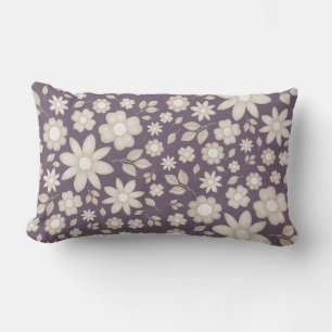 Romantic Muted Plum Watercolor Floral Pattern Lumbar Cushion