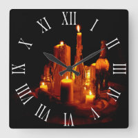 romantic mystical candles wood wall clock