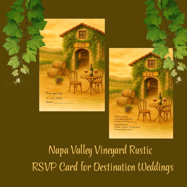Romantic Napa Valley Vineyard Rustic Wedding RSVP Card (Creator Uploaded)