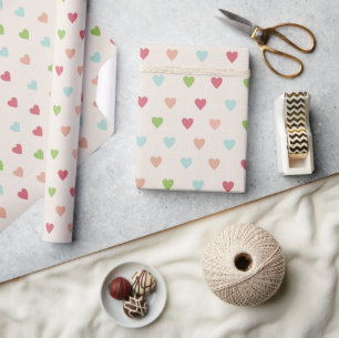 Romantic Nature Colour Hearts Wrapping Paper