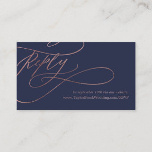Romantic Navy and Rose Gold Wedding Website RSVP Enclosure Card
