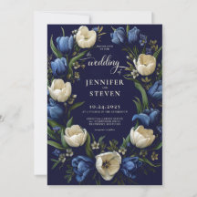 Romantic Navy Blue and White Tulip Wedding