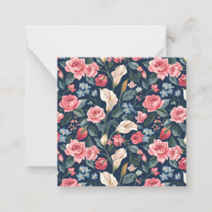 Romantic Navy Blue Floral Garden Pattern Card