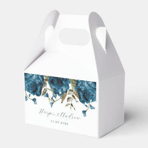 Romantic Navy Blue Floral Wedding Favour Box