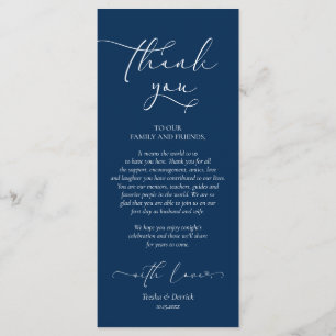 Romantic Navy Blue, Place Setting Thank You Card