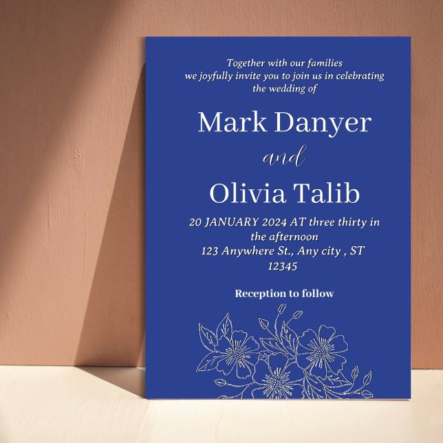 Romantic Navy Blue Wedding Invitation | Classic (Creator Uploaded)