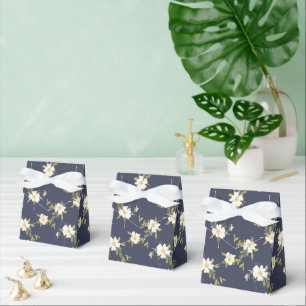 Romantic Navy Blue White Floral  Favour Box