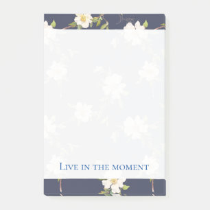 Romantic Navy Blue White Floral Post-it Notes