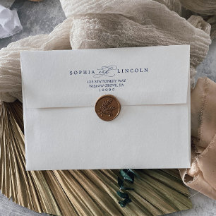 Romantic Navy Calligraphy Wedding Invitation Envelope