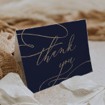 Romantic Navy Calligraphy Wedding Thank You Card<br><div class="desc">This romantic navy calligraphy flourish thank you card is perfect for a simple wedding. The modern classic design features fancy swirls and whimsical flourishes with gorgeous elegant hand lettered faux champagne gold foil typography. These cards can be used for a wedding, bridal shower, or any special event. Please Note: This...</div>