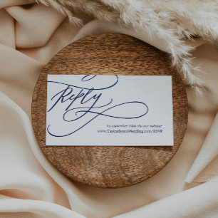 Romantic Navy Calligraphy Wedding Website RSVP Enclosure Card