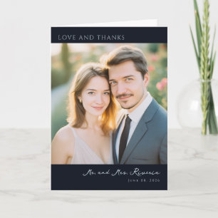 Romantic Navy Classic Photo Thank You Card