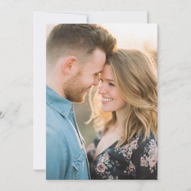 Romantic Navy Floral Photo Invitation (Front)