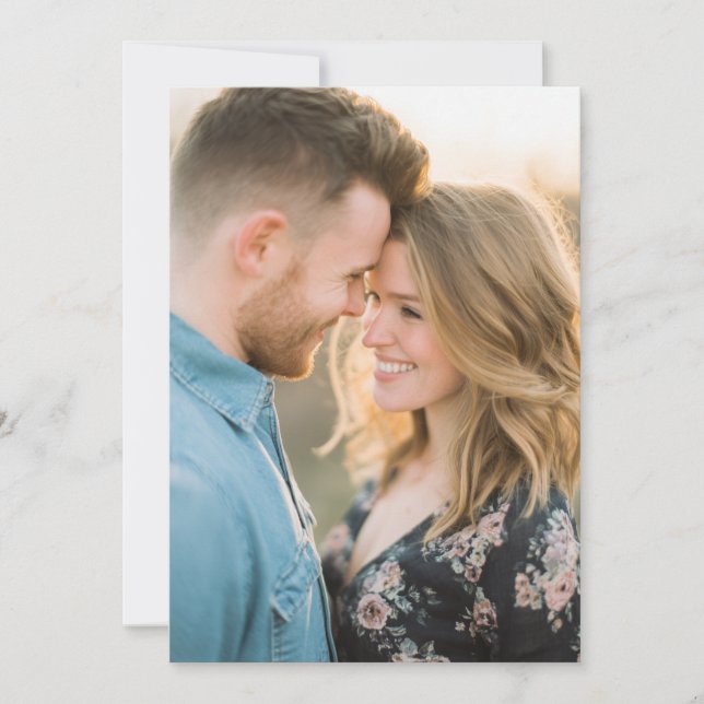 Romantic Navy Floral Photo Invitation (Front)