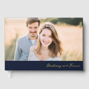 Romantic Navy Photo Guest Book