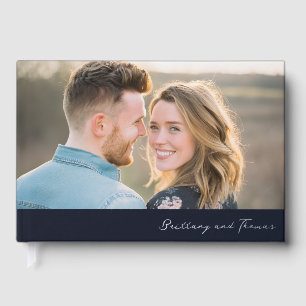 Romantic Navy Photo Guest Book