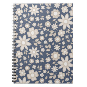Romantic Navy Watercolor Floral Botanical Notebook
