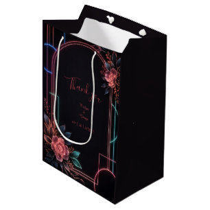 Romantic Neon Floral Wedding Arch Glow Medium Gift Bag