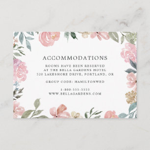 Romantic Neutral Blush Floral Hotel Accommodations Enclosure Card