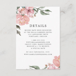 Romantic Neutral Blush Floral Wedding Details Enclosure Card