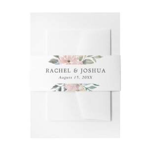Romantic Neutral Blush Watercolor Floral   Wedding Invitation Belly Band