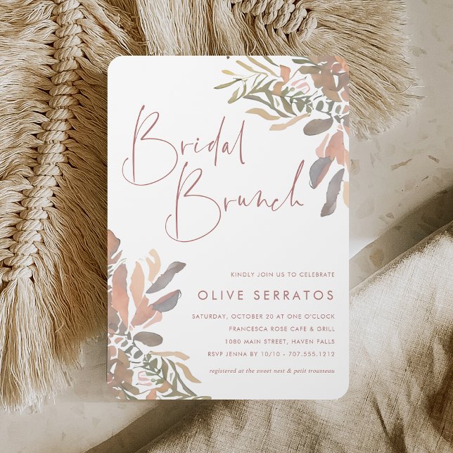 Romantic Neutral Boho Floral Bridal Shower Brunch Invitation (Creator Uploaded)