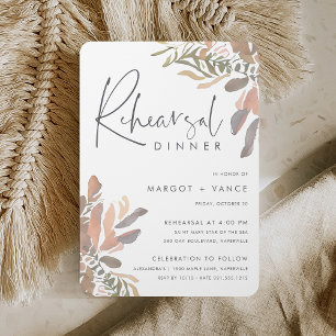 Romantic Neutral Boho Floral Rehearsal Dinner Invitation