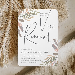 Romantic Neutral Boho Floral Vow Renewal Invitation