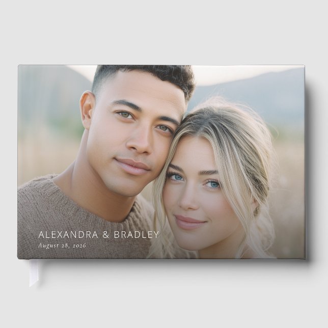 Romantic Neutral Contemporary Photo Guest Book (Front)