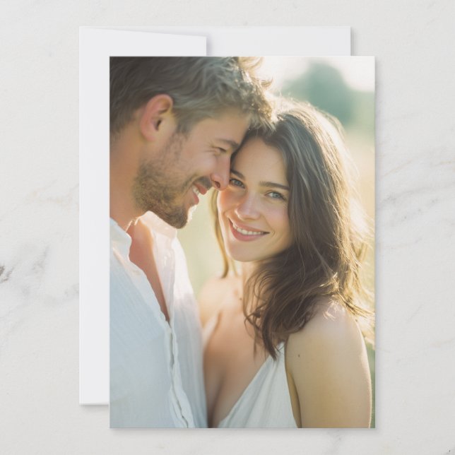 Romantic Neutral Portrait Photo Invitation (Front)