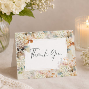 Romantic Neutral Vintage Hydrangeas Bridal Shower Thank You Card