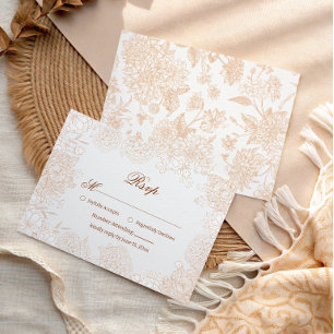Romantic Neutral Wedding RSVP Card Botanical Flora