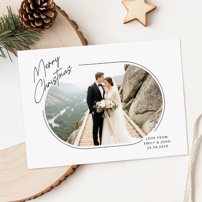 Romantic Newlywed Couple Photo Merry Christmas Holiday Card (Creator Uploaded)