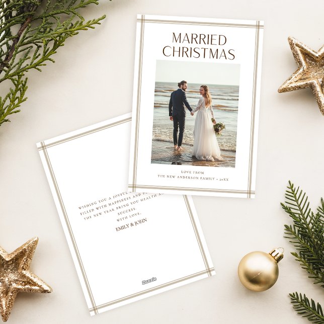 Romantic Newlywed Married Christmas Beach Photo Holiday Card (Creator Uploaded)