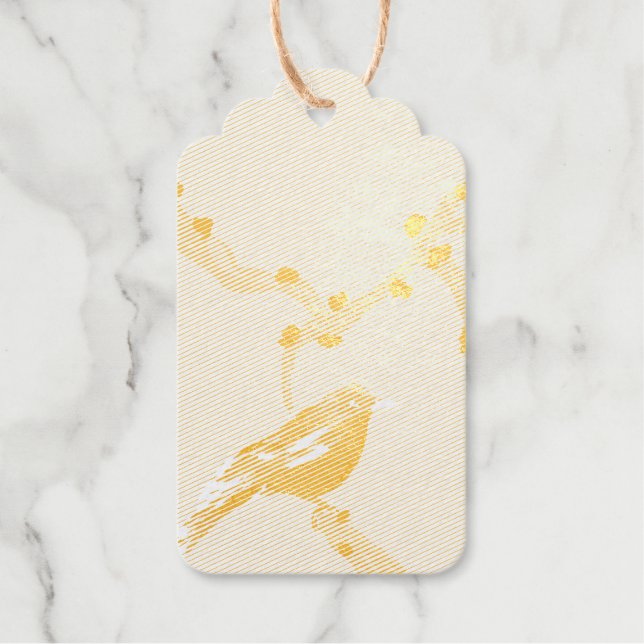 Romantic Nightingale Gold Foil Gift Tag  (Front)