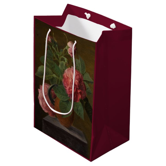 Romantic Old English Roses Medium Gift Bag (Front Angled)