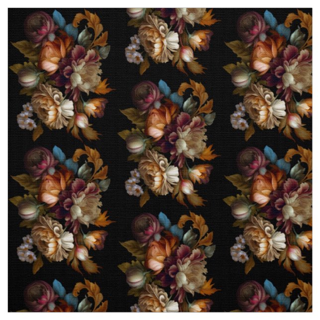 Romantic "Old World" Floral Pattern Fabric (Swatch)