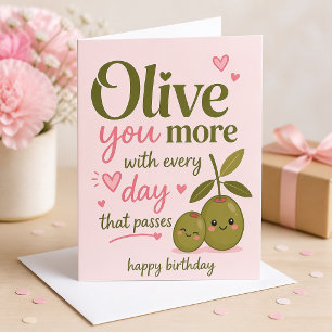 Romantic Olive You More Valentine's Day Greeting  Card