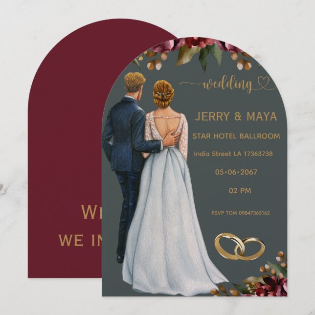 Romantic On Budget Elegant Wedding Invitation (Front/Back)