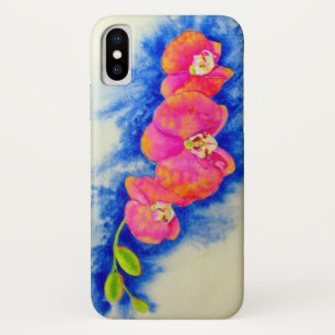 Romantic orange pink watercolor orchid painting  Case-Mate iPhone case