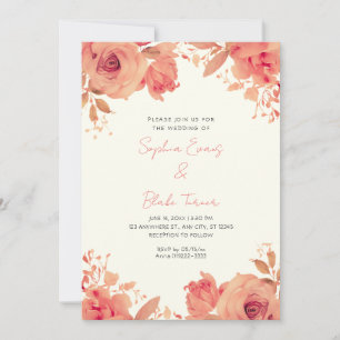 Romantic Orange Roses Summer Light Yellow Wedding Invitation
