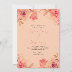 Romantic Orange Roses Summer Orange Wedding Invitation