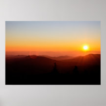 Romantic orange sunset in mountain